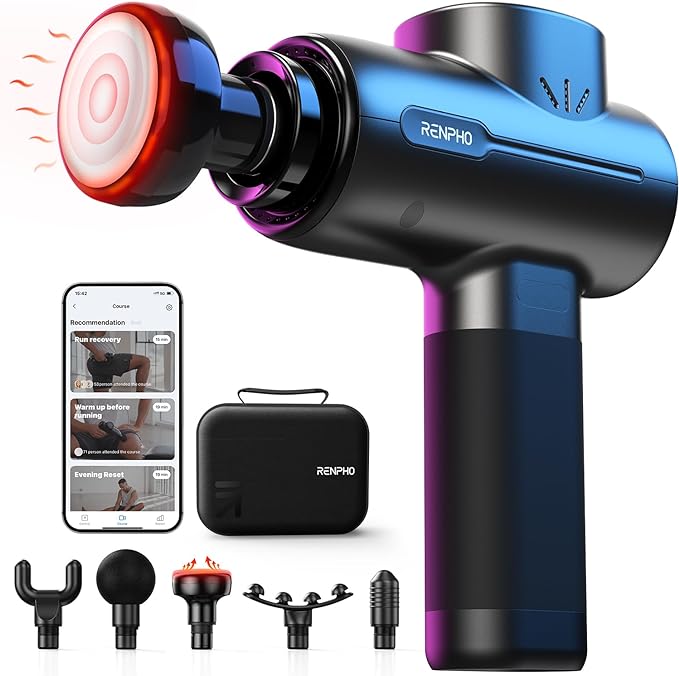 Percussion Massage Gun with 5 Heads and Heating Options