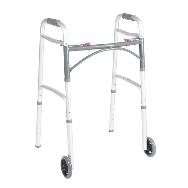 2-wheels foldable walker with skids