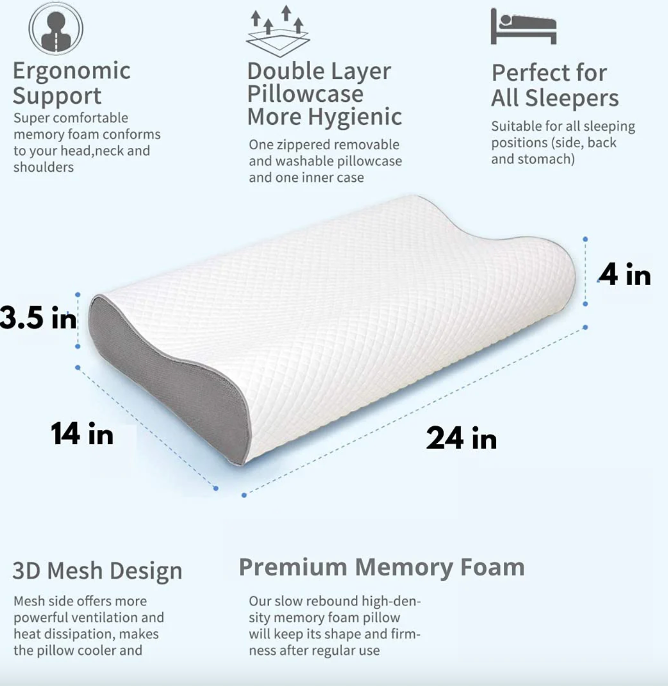 Orthopaedic memory foam pillow