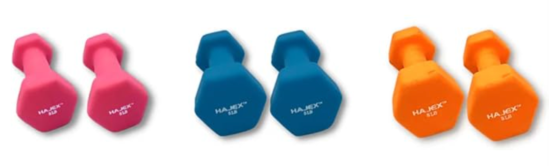 Set of Light Dumbbell Weights (3, 5, 8 lb), Pairs
