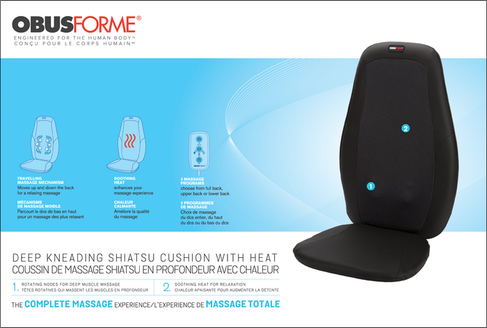 Obus Forme Deep Kneading Shiatsu Cushion with Heat